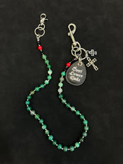 Green Ball Wallet Chain Ball Pants Chain Jade Stone Beaded Wallet Chain Bead Wallet Chain - iChainWallets