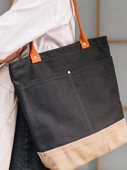 Canvas Tote Shoulder Bag - Side View - iwalletsmen