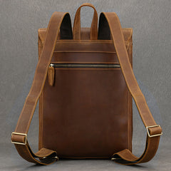 Crazy Horse Leather Backpack Mens 17L Brown Leather Backpack for Men - iwalletsmen