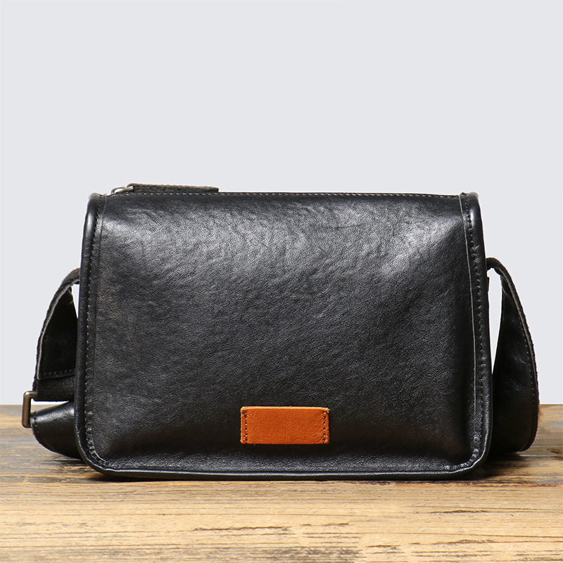 Black Leather Crossbody Bag for Men Messenger Bag - iwalletsmen