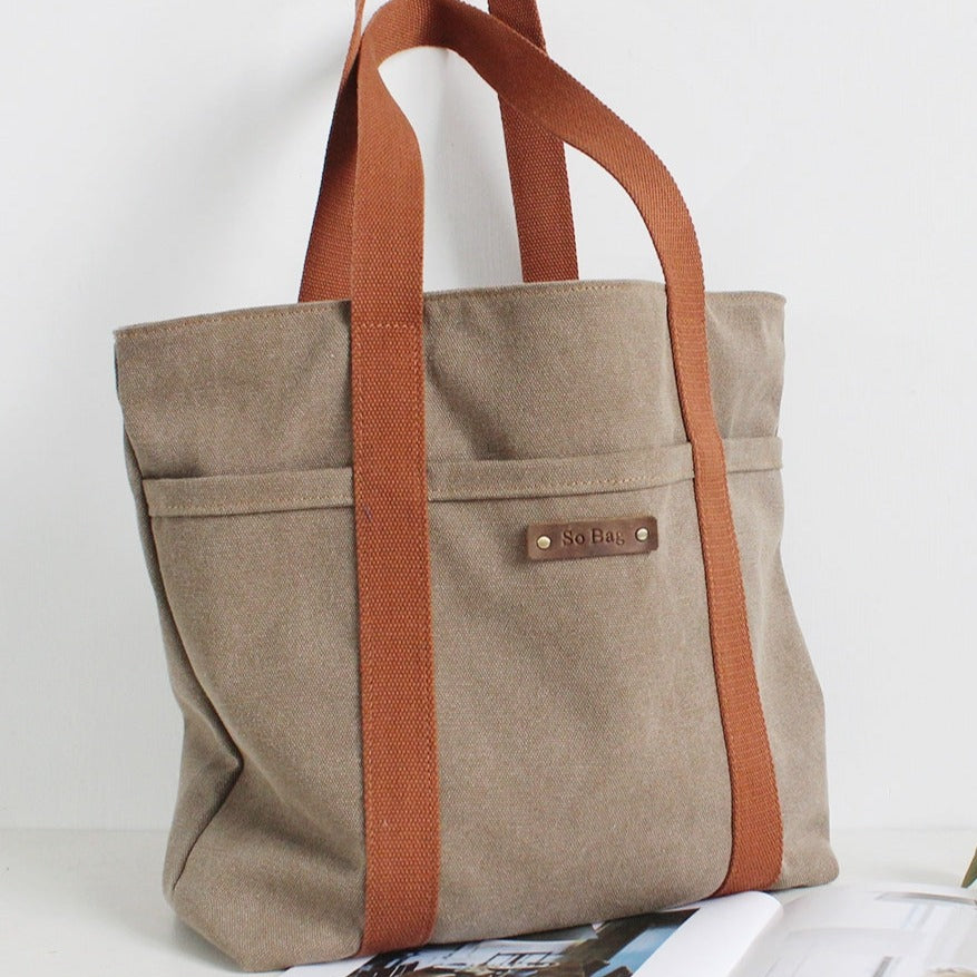 Women Light Khaki Canvas Shopper Tote Bags Canvas Tote Shoulder Bag Handbag for Mens