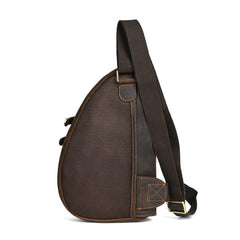 Dark Brown Leather Sling Bag for Men 