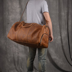 Cool Mens Black Leather Large Weekender Bag Duffle Bag Vintage Large Travel Bag for Men