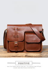 Brown Leather Messenger Bag with Flap A4 Flap Messenger Bag for Men - iwalletsmen