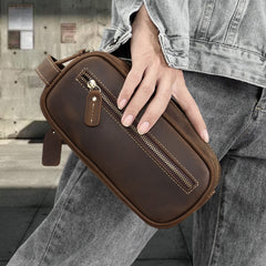 Brown Leather Toiletry Bag Men's Leather Toiletry Bag Full Grain Leather Toiletry Bag - iwalletsmen