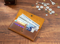 Brown Leather Mens Flap Wallet Vintage Wallet With Flap - iwalletsmen