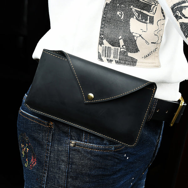 Leather Phone Holster for Belt Mens Leather Belt Bag Pouch Bag Leather Cell Phone Holster with Belt Loop - iwalletsmen