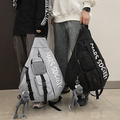 Nylon Large Sling Bag For Big Men Gray Waterproof Hiking Huge Sling Bag For Women
