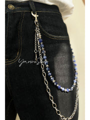 White Turquoise Beaded Wallet Chain 