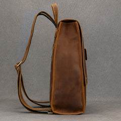 Crazy Horse Leather Backpack Mens 17L Brown Leather Backpack for Men - iwalletsmen