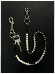 White&Black Ball Pants Chain Ball Wallet Chain Stone Beaded Wallet Chain Rock Bead Wallet Chain - iChainWallets
