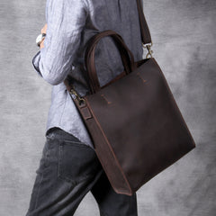 Cool Handmade Leather Mens Tote Bag Cool Messenger Tote Bag Handbag for men