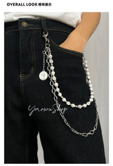 Beaded Wallet Chain Black Turquoise Stone Wallet Chain Double Wallet Chain - iChainWallets