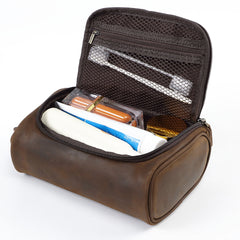Brown Leather Toiletry Bag 