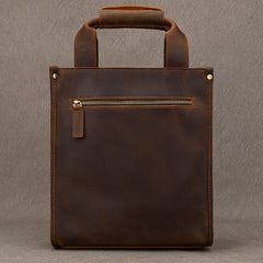 Brown Leather Vertical Briefcase Business Handbag for Men Office Handbag for Men - iwalletsmen