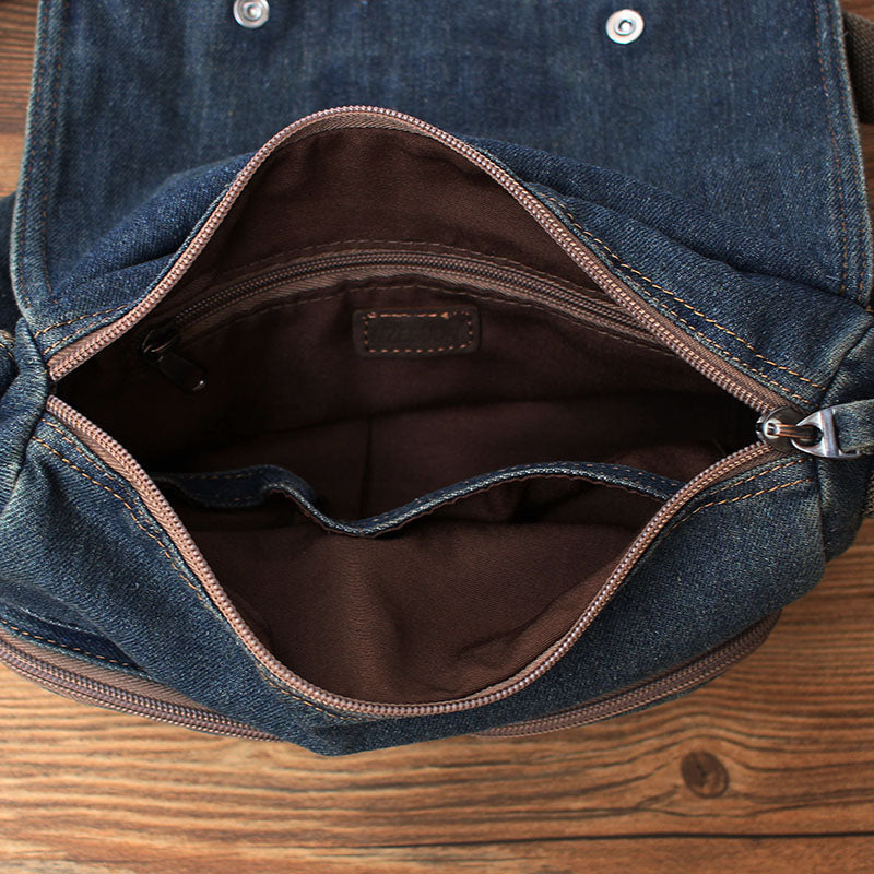 Denim Small Side Bag Mens Blue Denim Messenger Bags Vintage Denim Smal –  iwalletsmen