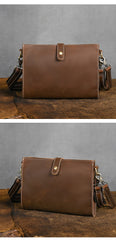 Brown Mens Leather Clutch Bag with Wrist Strap - iwalletsmen