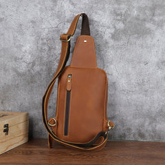 Brown Leather Sling Bag for Men Crossbody Leather Sling Bag Leather Sling Crossbody Bag - iwalletsmen
