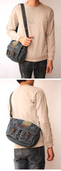 Blue Denim Mens Small Side Bags Denim Small Messenger Bag Vintage Denim Crossbody Bag For Women