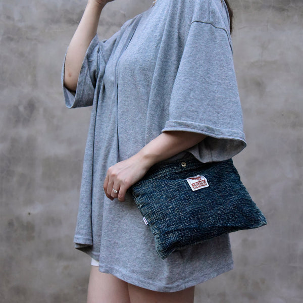 Blue Small Denim Crossbody Bag for Men Small Messnger Bag Womens Jeans Shoulder Bag - Feltify