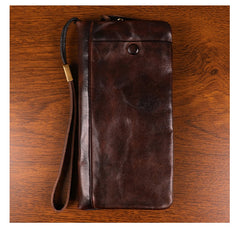 Dark Brown Zip Wallet Wristlet for Men - iwalletsmen
