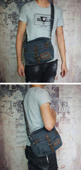 Blue Denim Small Messenger Bags Denim Small Side Bags Vintage Small Crossbody Bag For Men