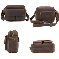 Dark Brown Mens Small Leather Crossbody Bag - iwalletsmen