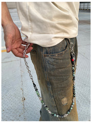 Green Ball Pants Chain Ball Wallet Chain Stone Beaded Wallet Chain Long Bead Wallet Chain - iChainWallets