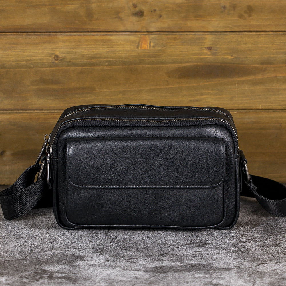 Mens Black Leather Crossbody Bag Mens Small Leather Crossbody Bag - iwalletsmen
