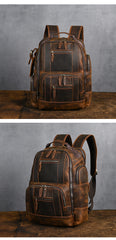 Brown Large Leather 24L Huge Backpack - iwalletsmen