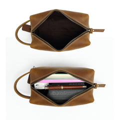 Brown Leather Toiletry Bag Men's Brown Leather Toiletry Bag Full Grain Leather Toiletry Bag - iwalletsmen