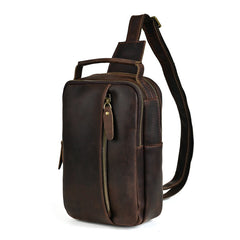 Brown Leather Sling Bag for Men Full Grain Leather Sling Bag - iwalletsmen