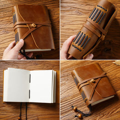 Brown Leather Bound Journal Leather Sketch Journal Soft Leather Journal - iwalletsmen