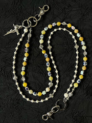 Yellow Ball Pants Chain Cross Ball Wallet Chain Stone Beaded Wallet Chain Bead Wallet Chain - iChainWallets