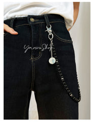 Black Obsidian Stone Wallet Chain Black Ball Wallet Chain - iChainWallets