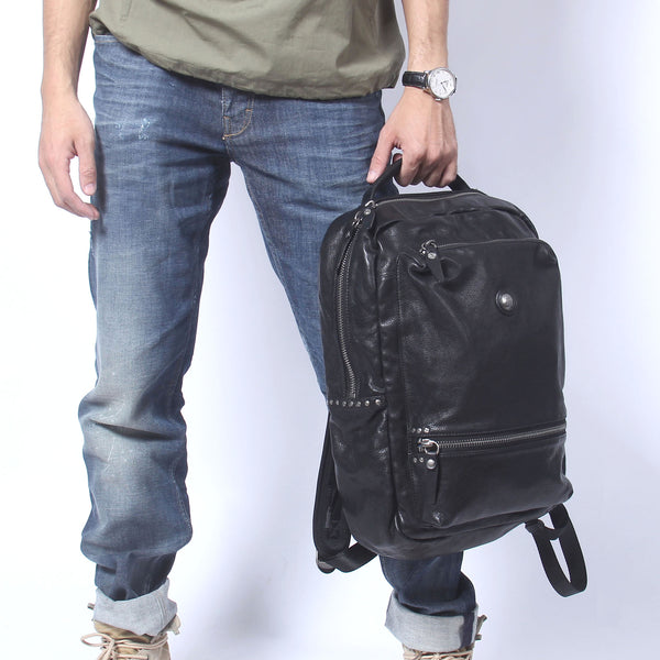 Handmade Leather Mens Cool Backpack Bag Large Travel Bag Hiking Bag for Men