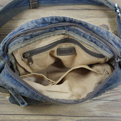 Blue Denim Small Messenger Bag Mens Denim Side Bag Vintage Denim Small Crossbody Bag For Women