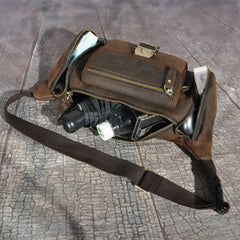 Dark Brown Mens Leather Waist Pack 