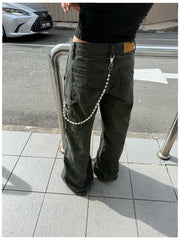 White Ball Wallet Chain Long Ball Pants Chain Turquoise Stone Beaded Wallet Chain Bead Wallet Chain - iChainWallets