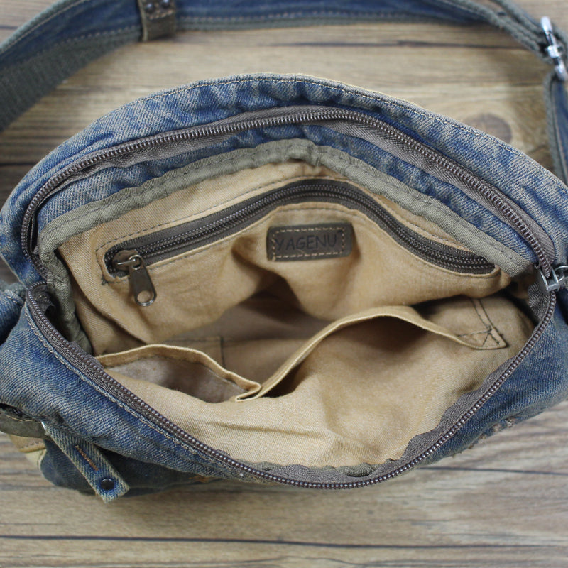 Denim Side Bag Womens Blue Denim Messenger Bags Vintage Denim Shoulder –  iwalletsmen