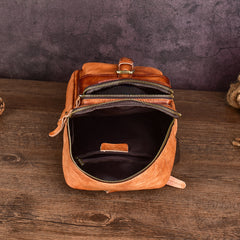 Brown Leather Chest Bag for Men Mens Chest Crossbody Bag Leather Cross Chest Bag Men's - iwalletsmen