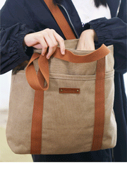 Women Light Khaki Canvas Shopper Tote Bags Canvas Tote Shoulder Bag Handbag for Mens