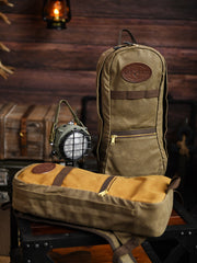 Army Green Canvas Mens Waterproof Slim Backpack Waxed Canvas Backpack for Men