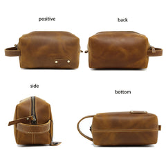 Brown Leather Toiletry Bag Men's Brown Leather Toiletry Bag Full Grain Leather Toiletry Bag - iwalletsmen