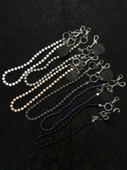 White Beaded Wallet Chain Womens White Lavastone Long Bead Wallet Chain with Keyring - iChainWallets