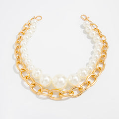 Large Pearl Wallet Chains Womens Double Wallet Chain Gold Beaded Wallet Chain for Women - iChainWallets