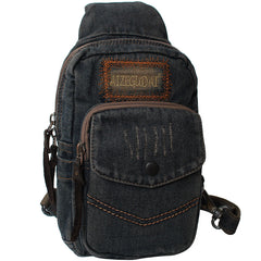 Vintage Blue Denim Mens Sling Bags Chest Bag Denim Cool Sling Bag For Men