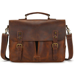 Brown Leather 14 inches Laptop Briefcase - iwalletsmen