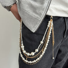 Pearl Layered Wallet Chain with Tassel - iChainWallets
