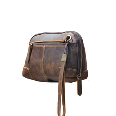 Brown Leather Clutch Wristlet 